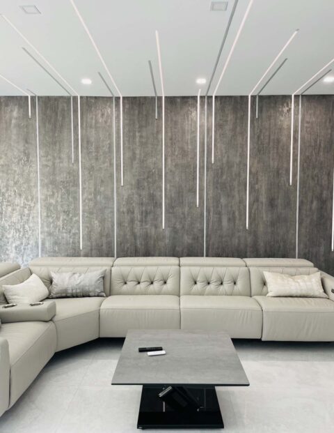 Textured Accent Wall in an Entertainment Room