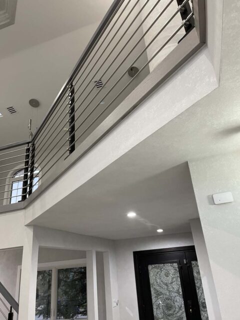 Soft Silver Textured Finish Applied to Ceiling and Walls