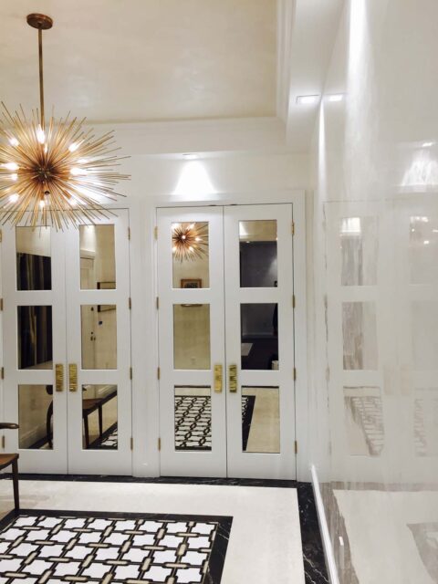 High-Gloss White Venetian Plaster Finished on Foyer Area Walls
