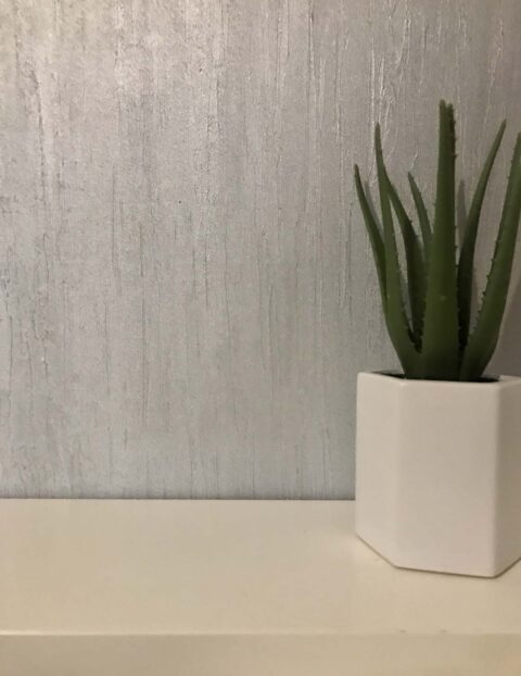 Custom Silver Textured Finish Applied to Living Room Walls